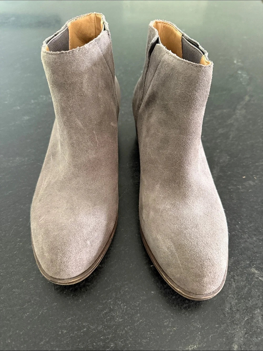 Lucky Brand Gray Suede Low-Heel Ankle Booties